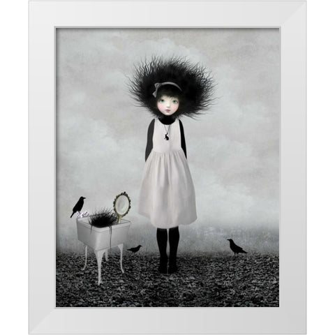 Dulcimer White Modern Wood Framed Art Print by Art and Ghosts