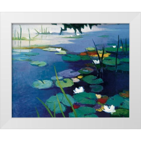 Water Lilies White Modern Wood Framed Art Print by Asoma, Tadashi