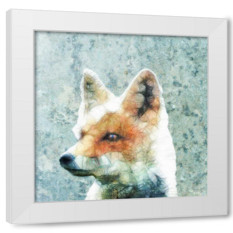 Abstract Fox White Modern Wood Framed Art Print by Ancello
