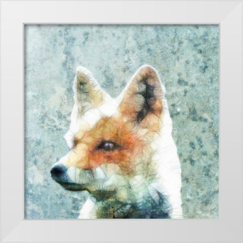 Abstract Fox White Modern Wood Framed Art Print by Ancello