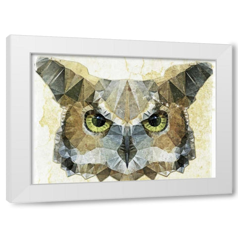 Abstract Owl White Modern Wood Framed Art Print by Ancello