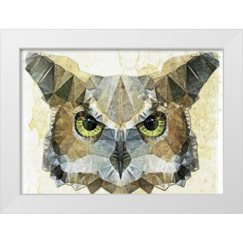 Abstract Owl White Modern Wood Framed Art Print by Ancello