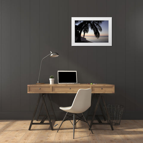 Palm Tree Sunset White Modern Wood Framed Art Print by Anderson, Brent