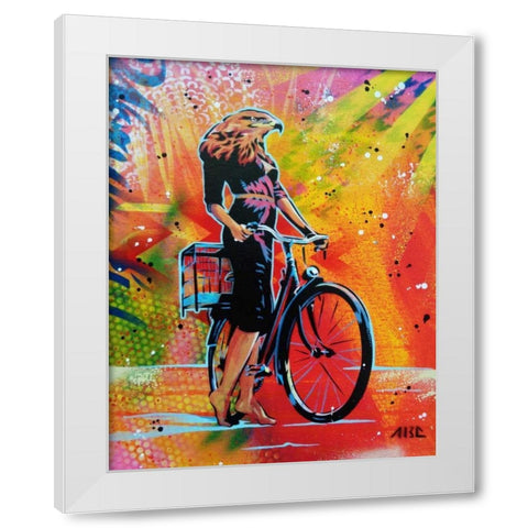 Cycle Soaring White Modern Wood Framed Art Print by AbcArtAttack