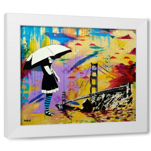 Shelter at Bay White Modern Wood Framed Art Print by AbcArtAttack