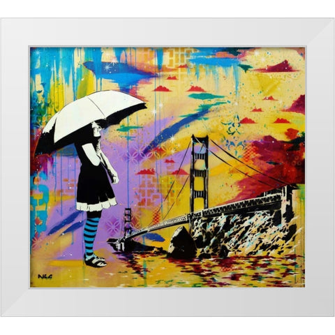 Shelter at Bay White Modern Wood Framed Art Print by AbcArtAttack