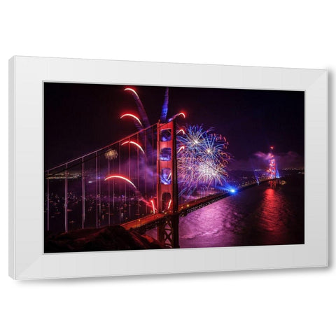 Happy Birthday White Modern Wood Framed Art Print by Azure, Joe