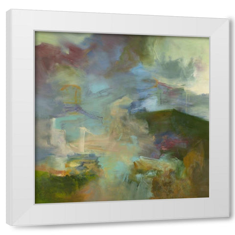 A Goldfinch Tale White Modern Wood Framed Art Print by Arana, Emilia