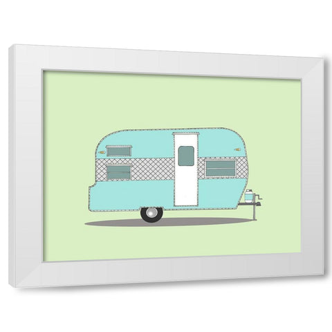 Frolic Camper White Modern Wood Framed Art Print by Annie Bailey Art