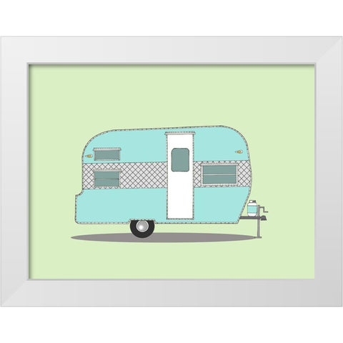 Frolic Camper White Modern Wood Framed Art Print by Annie Bailey Art