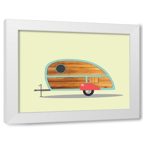 Teardrop Camper White Modern Wood Framed Art Print by Annie Bailey Art