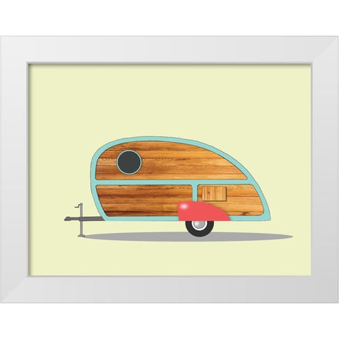 Teardrop Camper White Modern Wood Framed Art Print by Annie Bailey Art