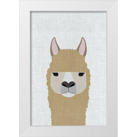 Alpaca White Modern Wood Framed Art Print by Annie Bailey Art