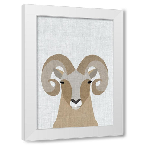 Bighorn Sheep White Modern Wood Framed Art Print by Annie Bailey Art