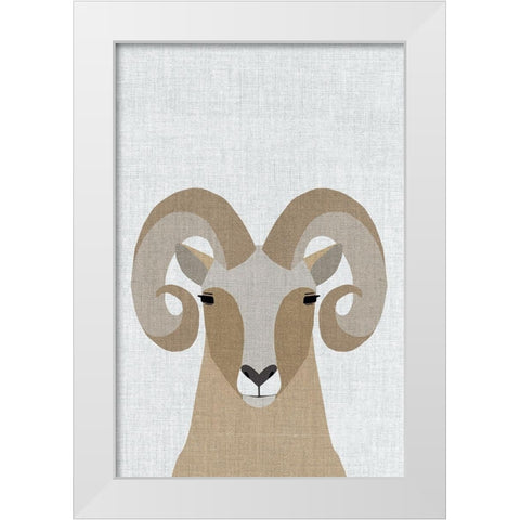 Bighorn Sheep White Modern Wood Framed Art Print by Annie Bailey Art