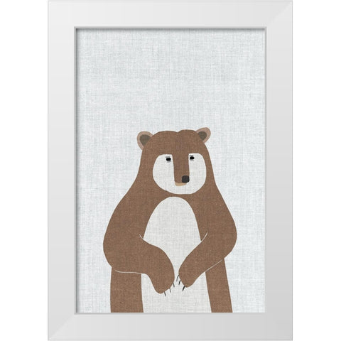 Brown Bear White Modern Wood Framed Art Print by Annie Bailey Art