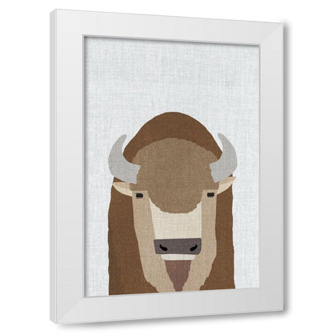 Buffalo White Modern Wood Framed Art Print by Annie Bailey Art