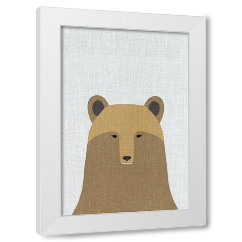 Grizzly Bear White Modern Wood Framed Art Print by Annie Bailey Art
