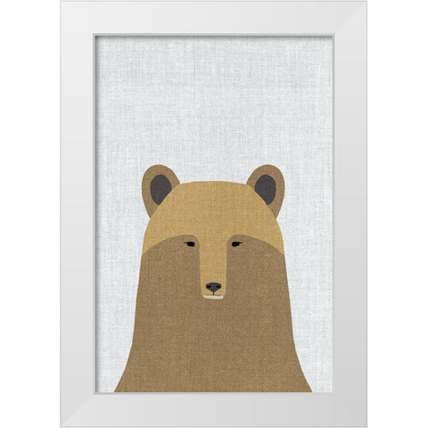 Grizzly Bear White Modern Wood Framed Art Print by Annie Bailey Art