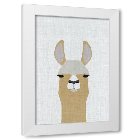 Llama White Modern Wood Framed Art Print by Annie Bailey Art