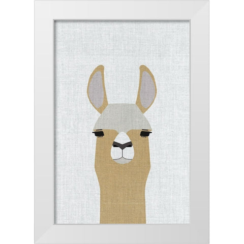 Llama White Modern Wood Framed Art Print by Annie Bailey Art