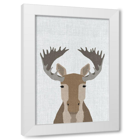 Moose White Modern Wood Framed Art Print by Annie Bailey Art