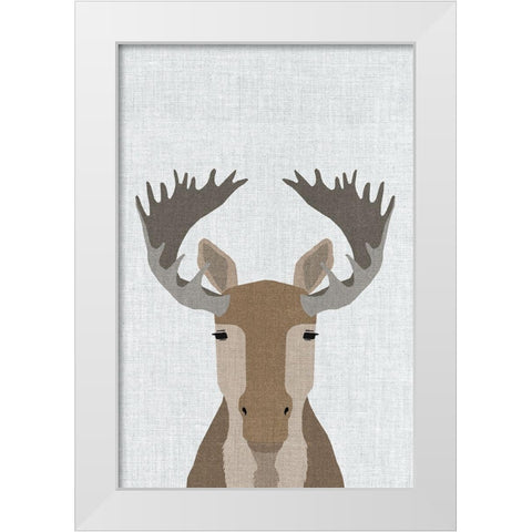 Moose White Modern Wood Framed Art Print by Annie Bailey Art