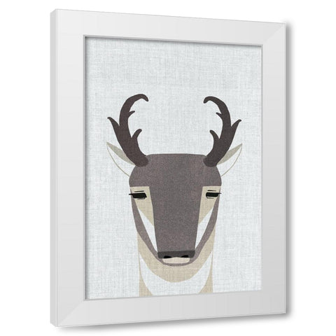 Pronghorn Antelope White Modern Wood Framed Art Print by Annie Bailey Art