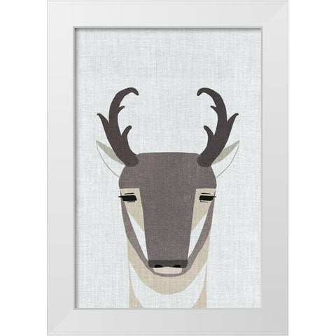 Pronghorn Antelope White Modern Wood Framed Art Print by Annie Bailey Art