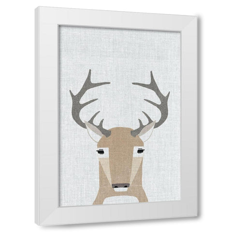 Whitetail Deer White Modern Wood Framed Art Print by Annie Bailey Art