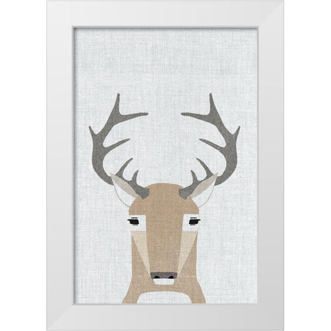 Whitetail Deer White Modern Wood Framed Art Print by Annie Bailey Art