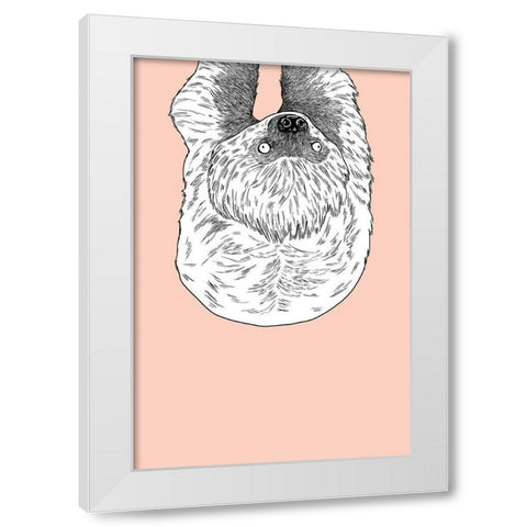 Sloth White Modern Wood Framed Art Print by Annie Bailey Art