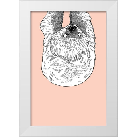 Sloth White Modern Wood Framed Art Print by Annie Bailey Art