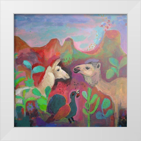 The Camel and the Llama White Modern Wood Framed Art Print by Alvarez, Iria Fernandez