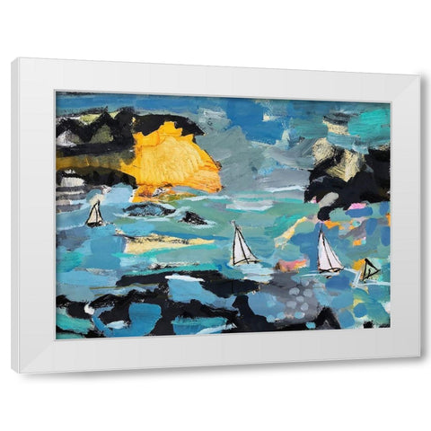 Rough Sea White Modern Wood Framed Art Print by Anders, Per