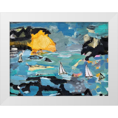 Rough Sea White Modern Wood Framed Art Print by Anders, Per