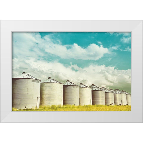 All in a Row White Modern Wood Framed Art Print by Annie Bailey Art