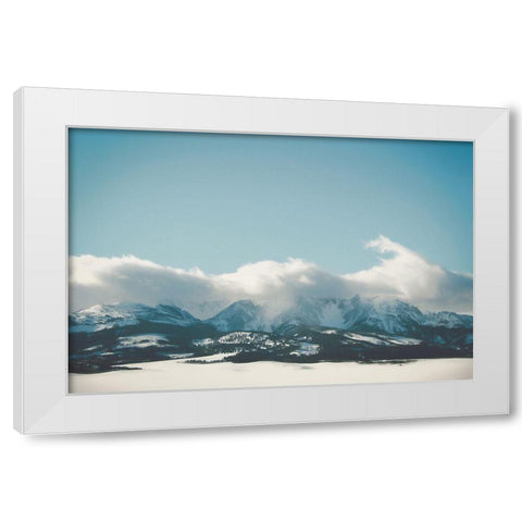 Bridger Mountain Cloud Cover White Modern Wood Framed Art Print by Annie Bailey Art