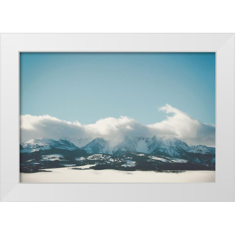 Bridger Mountain Cloud Cover White Modern Wood Framed Art Print by Annie Bailey Art
