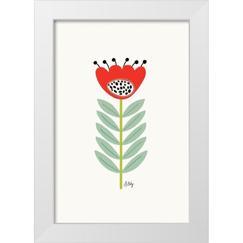 Mid Mod Flower No. 2 White Modern Wood Framed Art Print by Annie Bailey Art