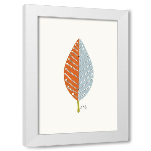 Mid Mod Leaf No. 2 White Modern Wood Framed Art Print by Annie Bailey Art