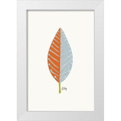 Mid Mod Leaf No. 2 White Modern Wood Framed Art Print by Annie Bailey Art