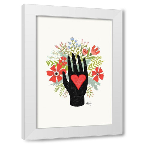Love Always Wins White Modern Wood Framed Art Print by Annie Bailey Art