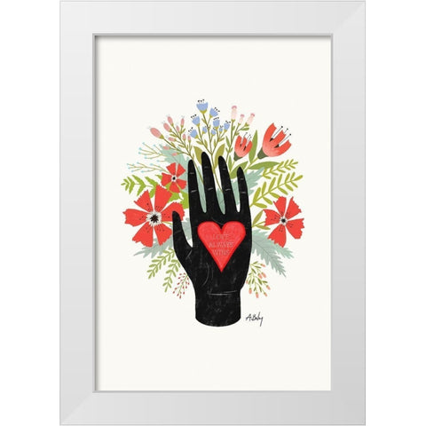 Love Always Wins White Modern Wood Framed Art Print by Annie Bailey Art