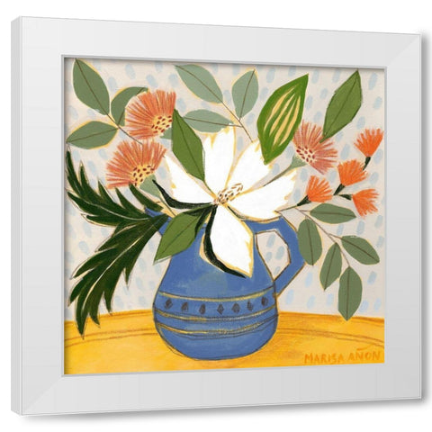 April Florals 11 White Modern Wood Framed Art Print by Anon, Marisa