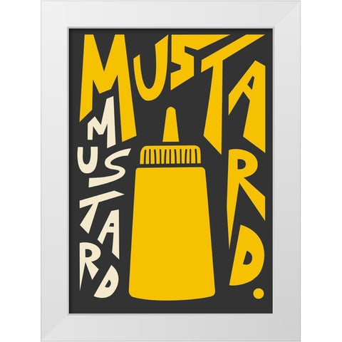 Kitchen Mustard White Modern Wood Framed Art Print by Ayse