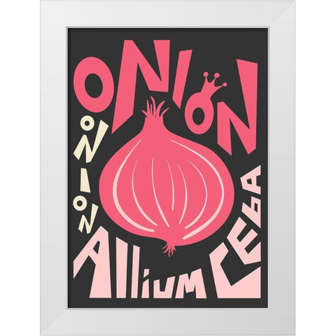 Kitchen Onion White Modern Wood Framed Art Print by Ayse