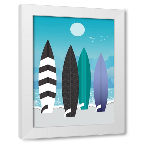 Surfboards White Modern Wood Framed Art Print by Ayse