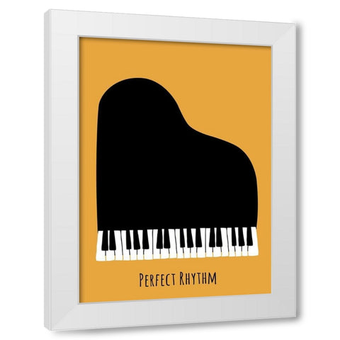 Piano White Modern Wood Framed Art Print by Ayse