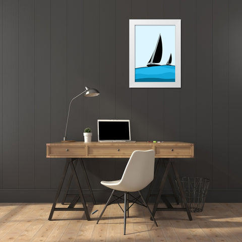 Sailing White Modern Wood Framed Art Print by Ayse